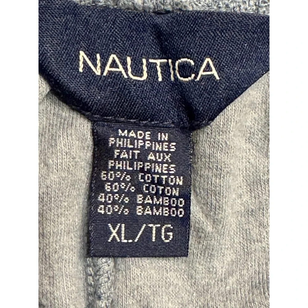 Nautica Terry Cloth Shorts Men XL Blue Gray Bamboo Blend Cargo Drawstring
